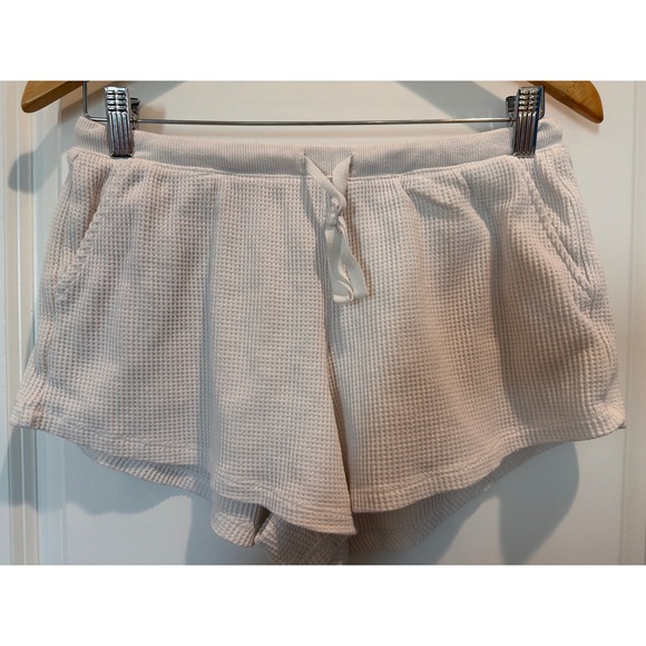stars above Pants - Stars Above Womens Waffle Knit Lounge Shorts Cream Off White Small Side Pockets